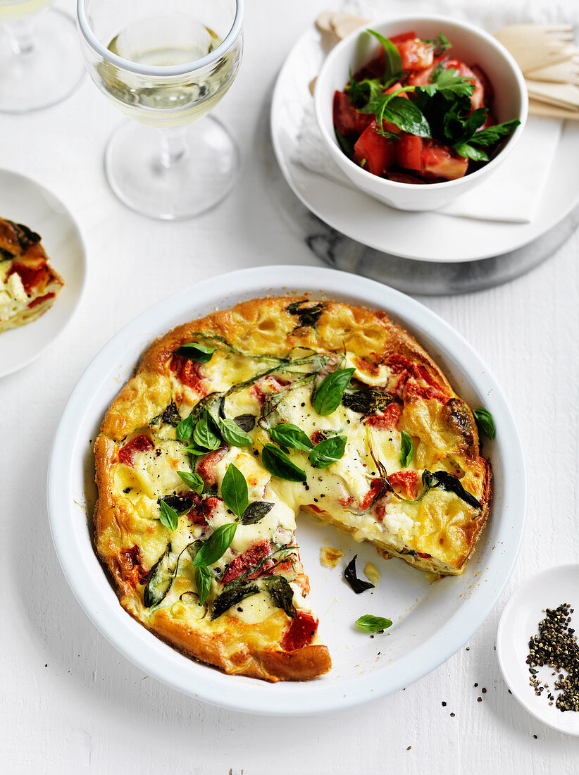 Three-Cheese Pasta Frittata