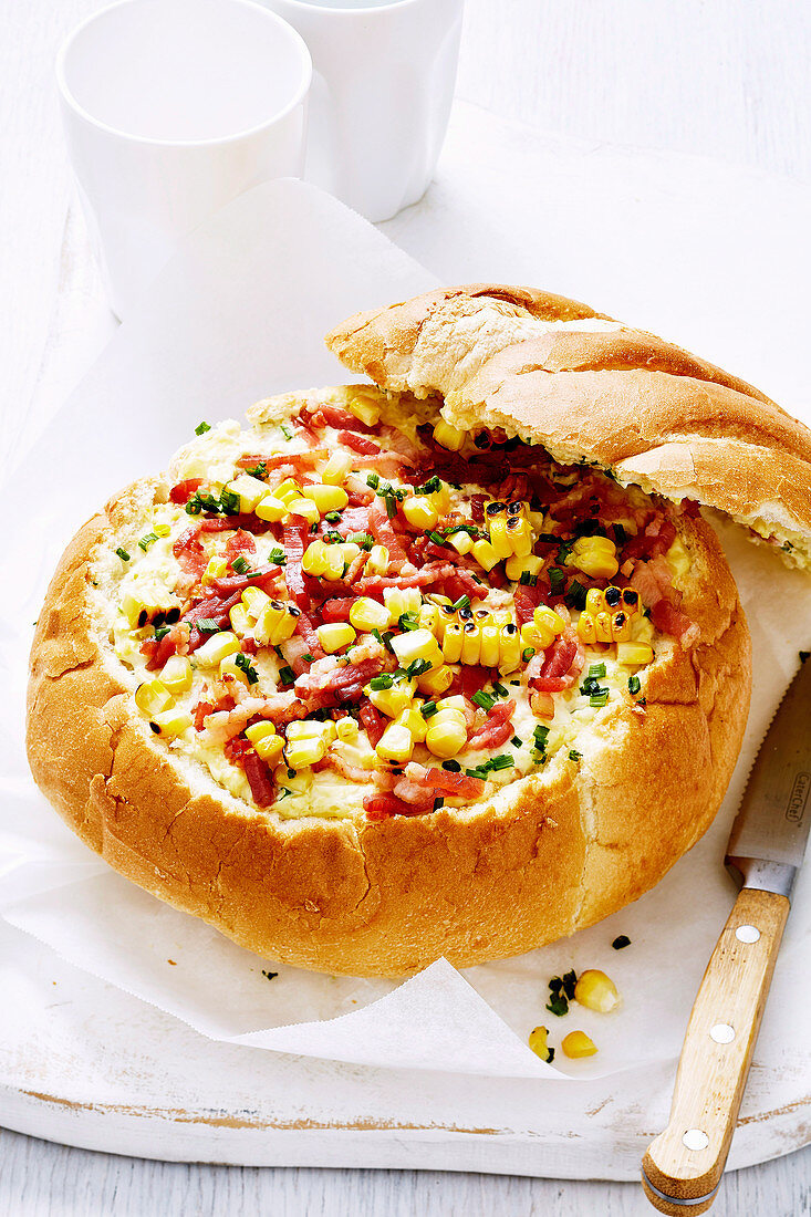 Creamed Corn and Bacon Cob Loaf