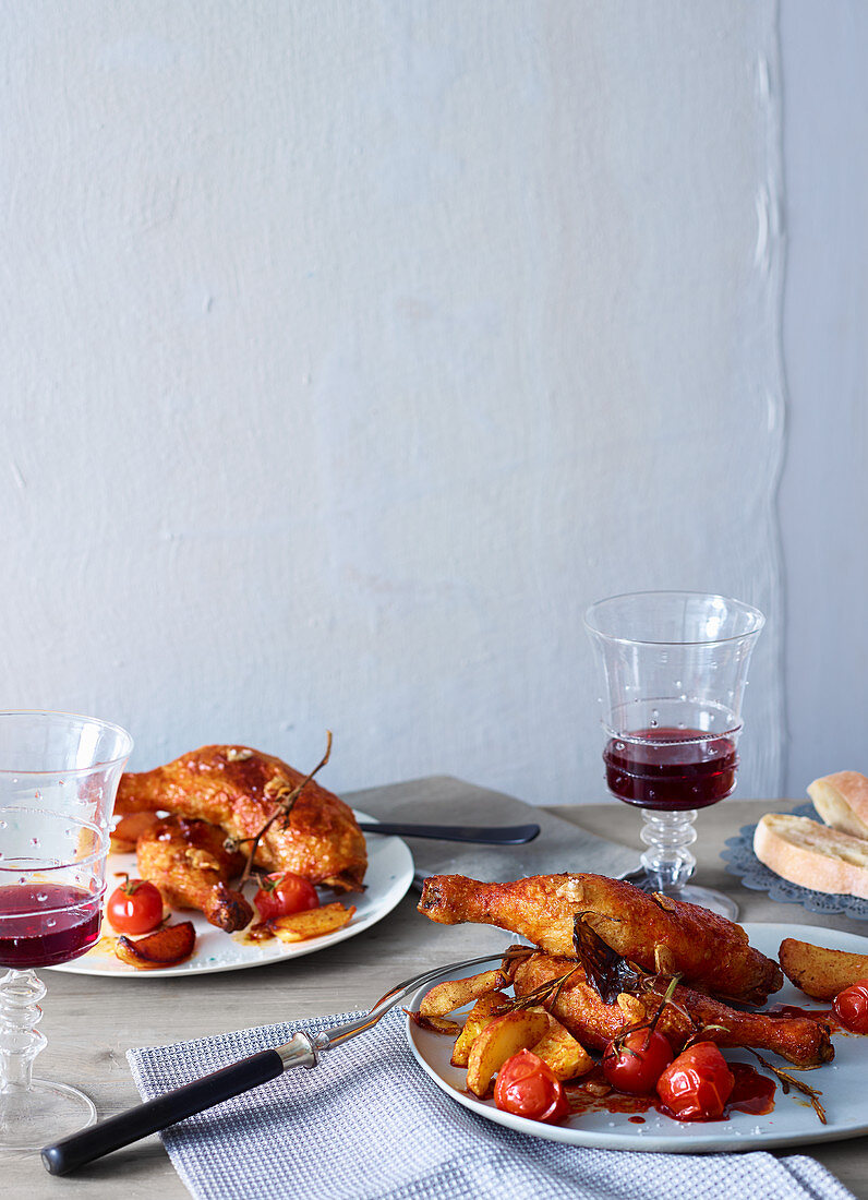 Chicken with tomatoes and red wine (Tuscany)