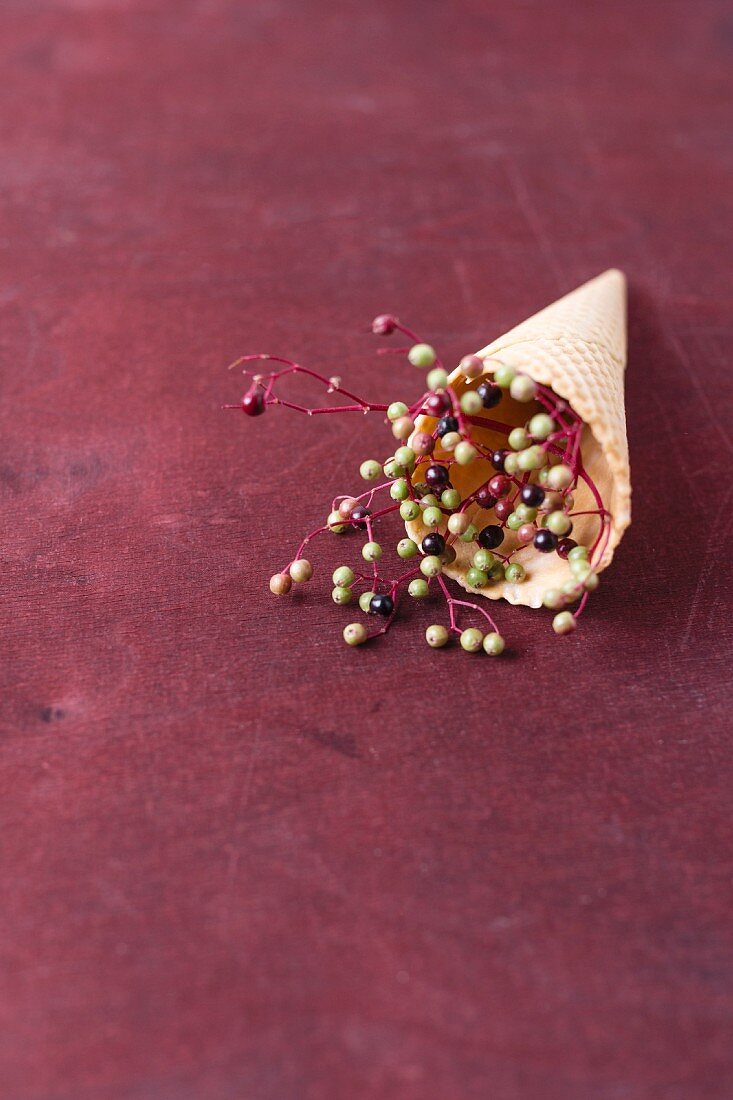 Elderberries in an ice cream cone