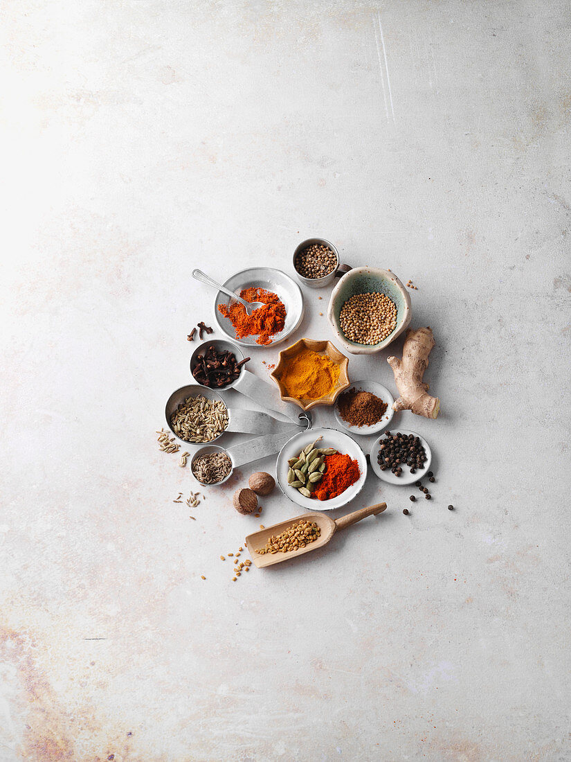 Ingredients for Indian curry powder