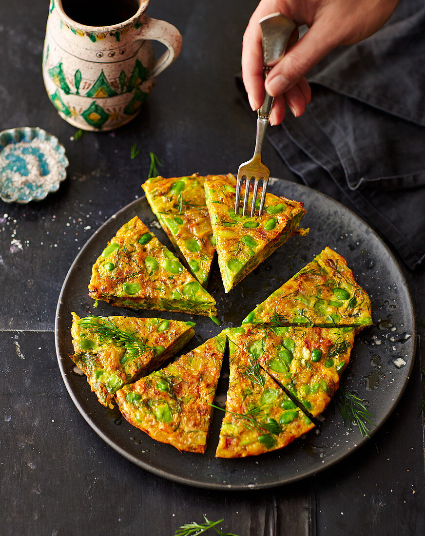 Persian-style broad bean fritters with dill