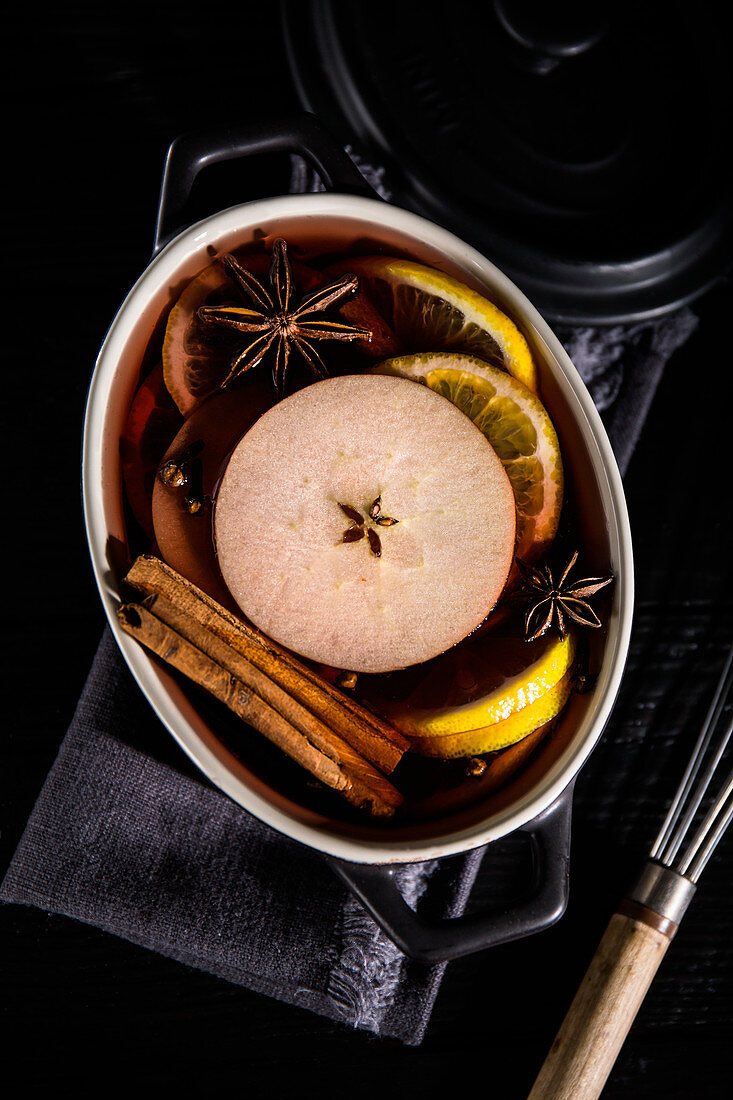 Mulled wine being made