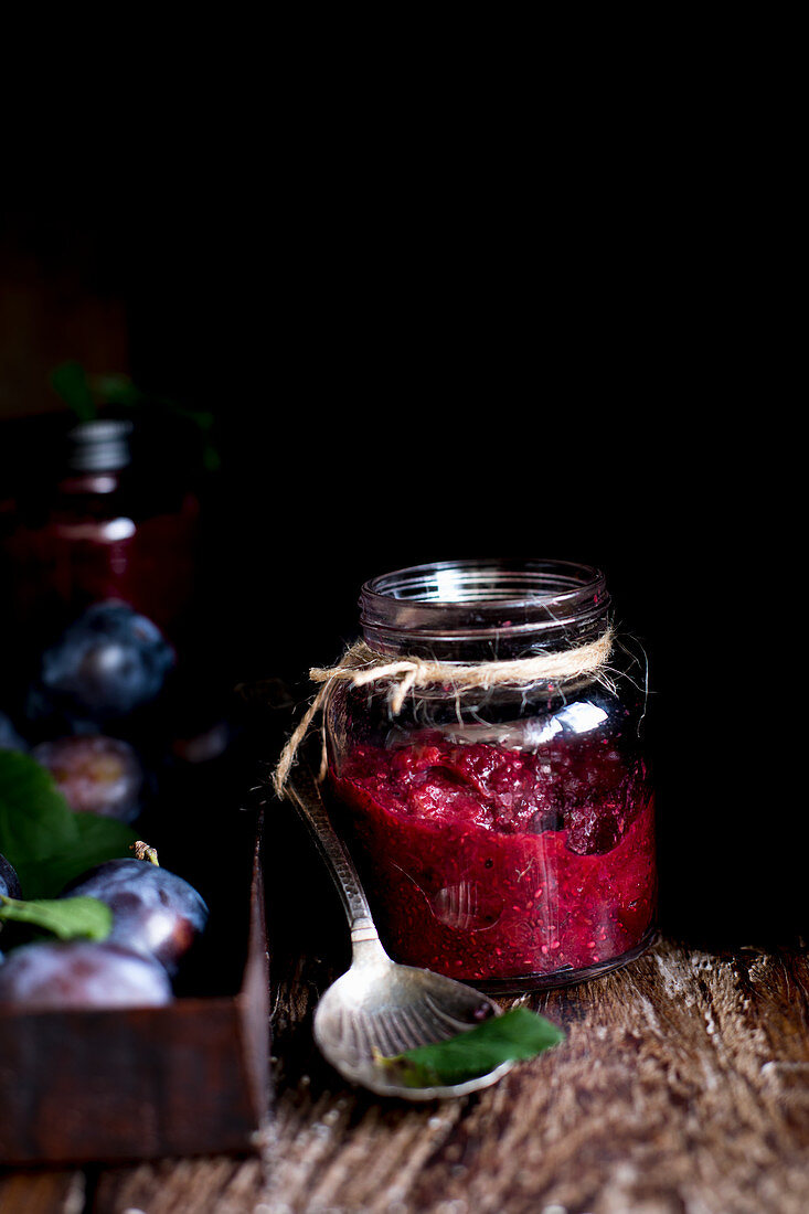 Plum jam with chia seeds
