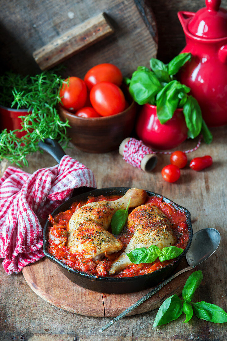 Chicken legs in tomato sauce