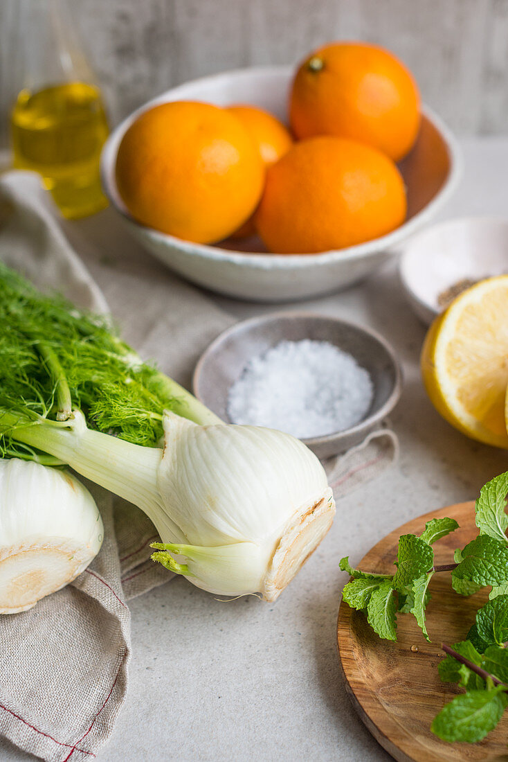 Zutaten für Fenchel-Orangen-Salat