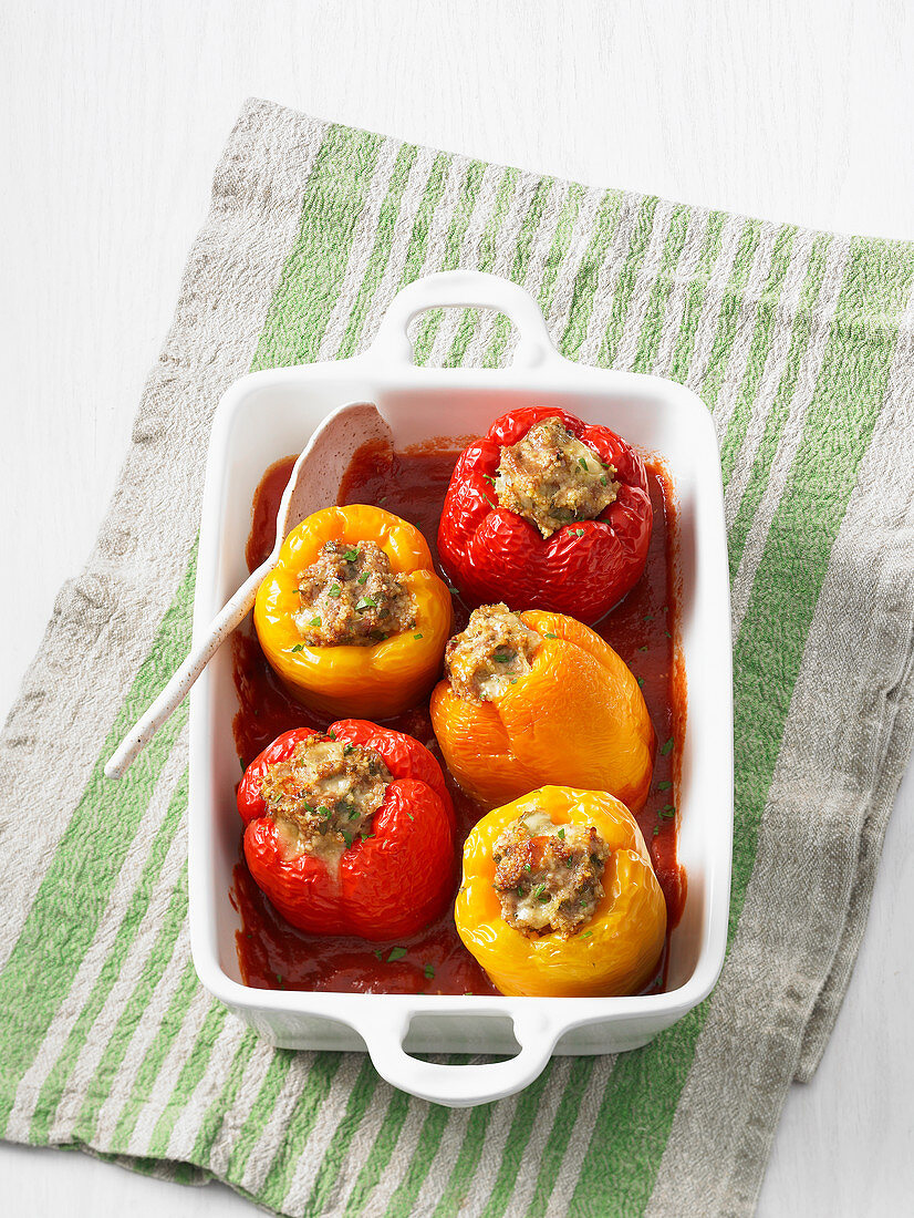 Stuffed red and yellow peppers