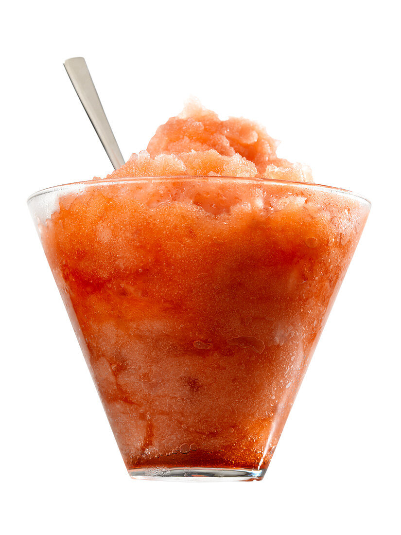 A Sno-Cone (granita) in a glass