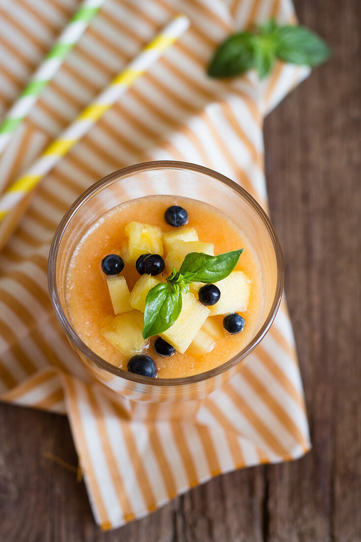 Apricot and peach smoothie with basil