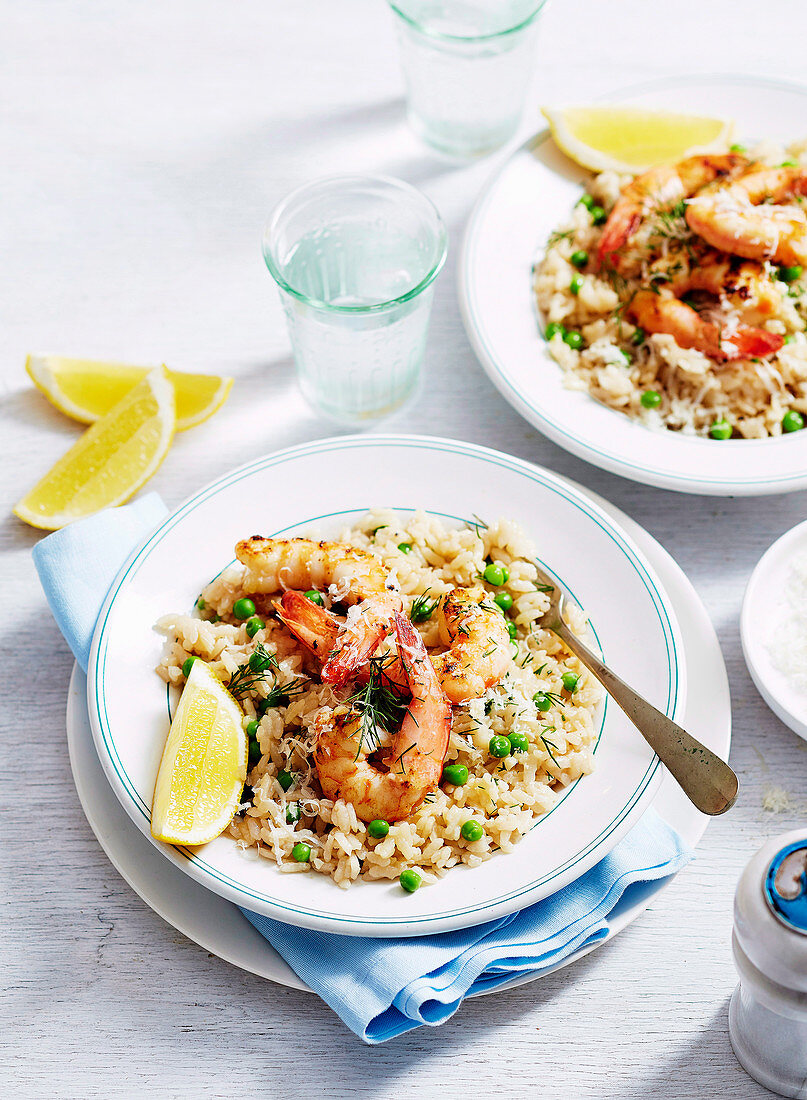 Prawn and pea risotto