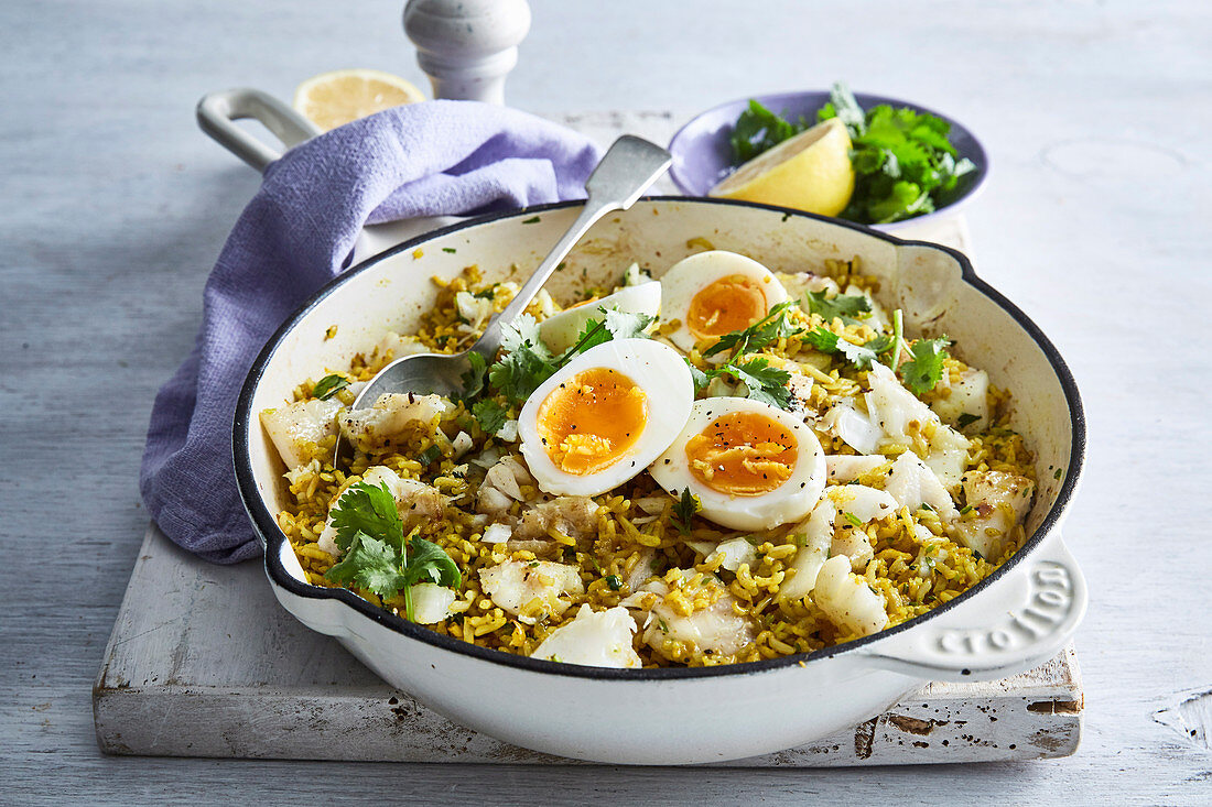 Würziges Kedgeree mit Ei