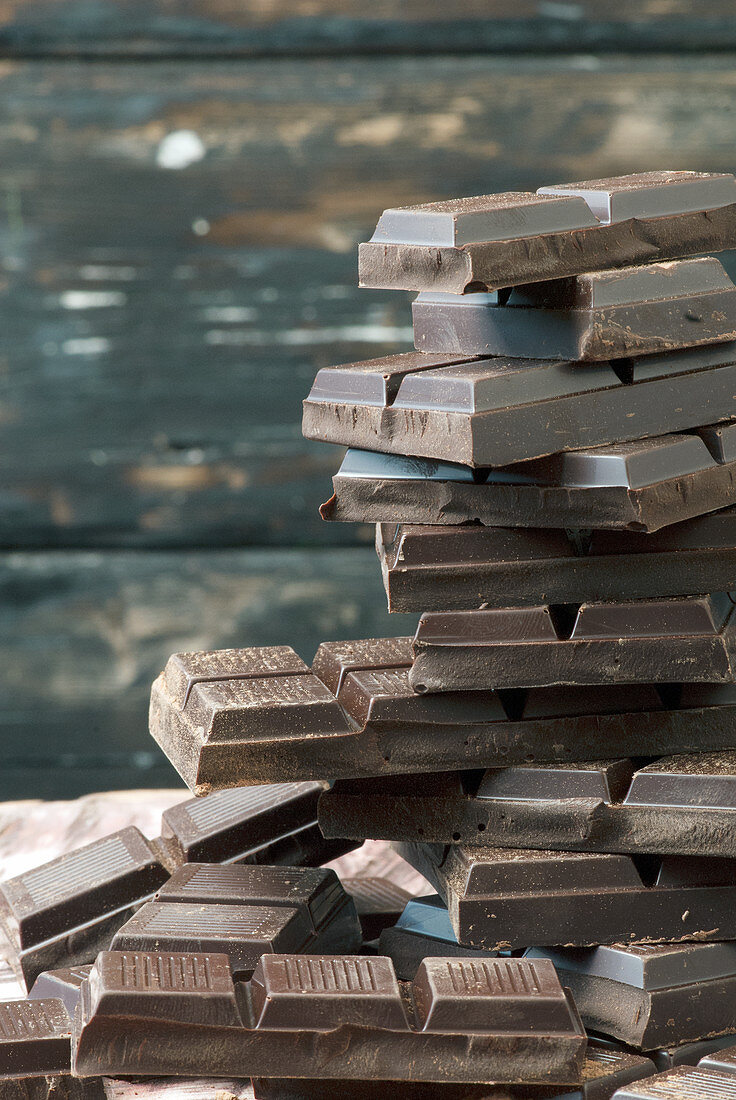 Stacked squares of chocolate