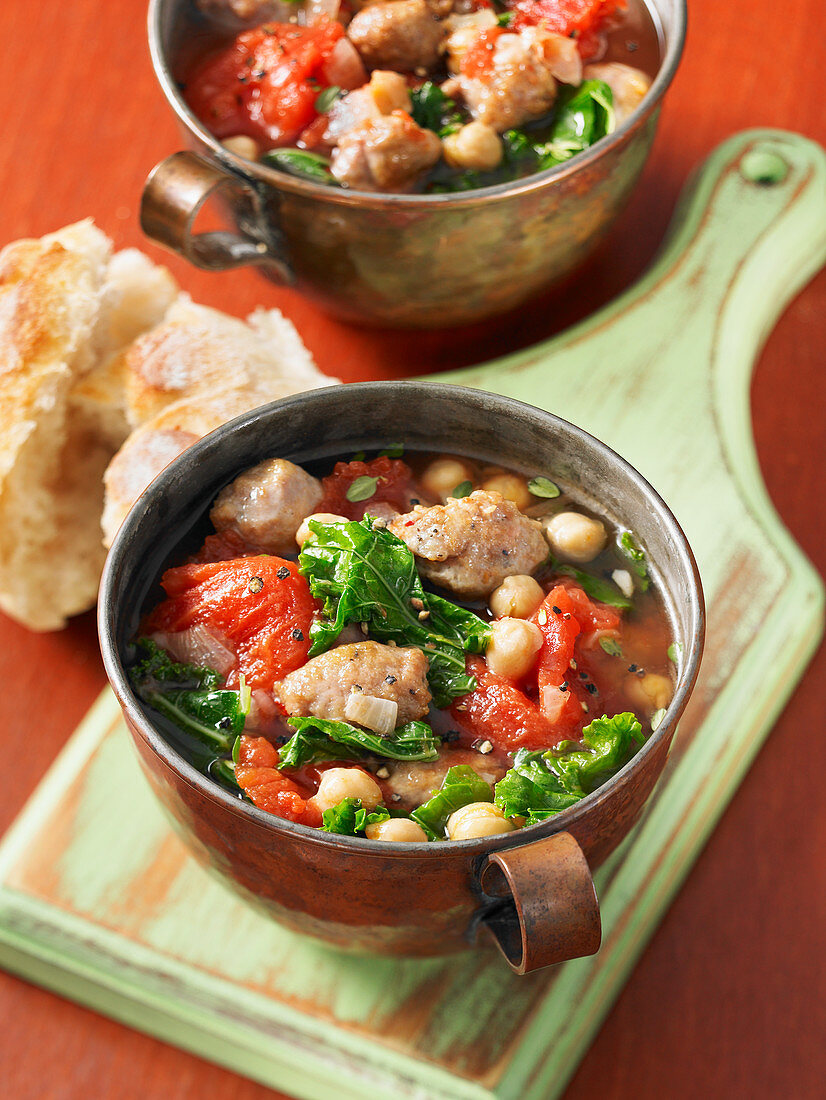 Sausage kale and chickpea soup