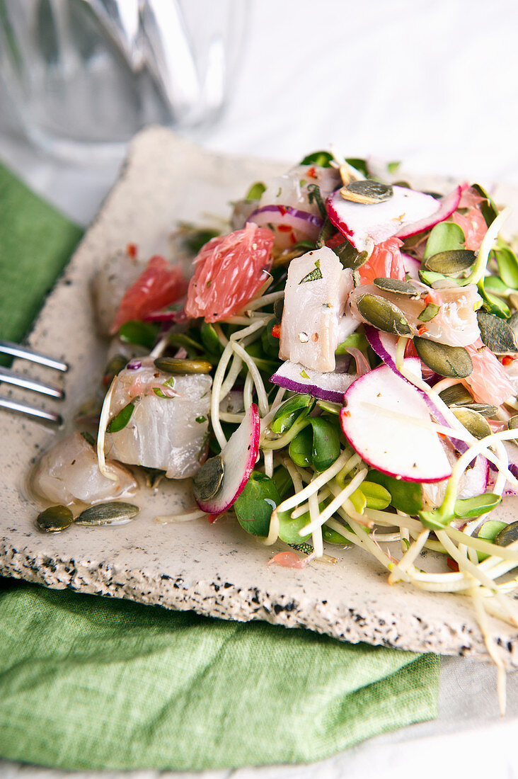 Ceviche with salad