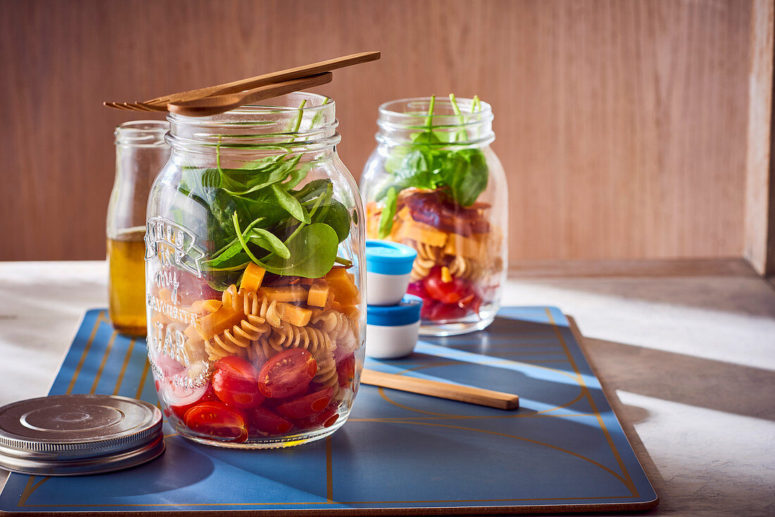 A layered salad in a jar