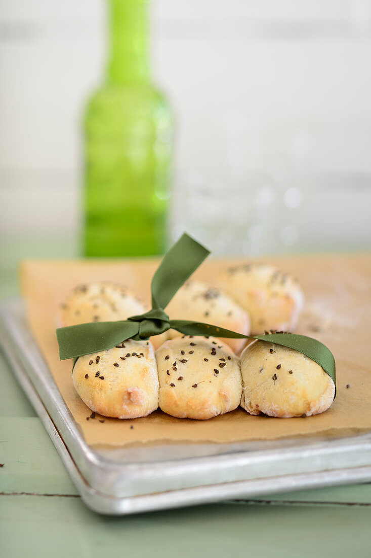 Anise rolls with a green ribbon