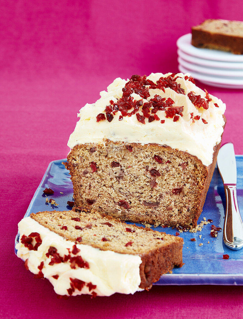 Cranberry Banana Cake with cream and cheese Frosting