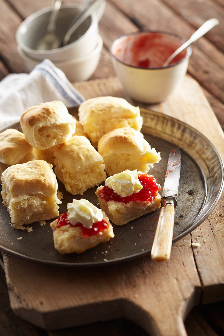 Camp Oven Scones with Jam and Cream