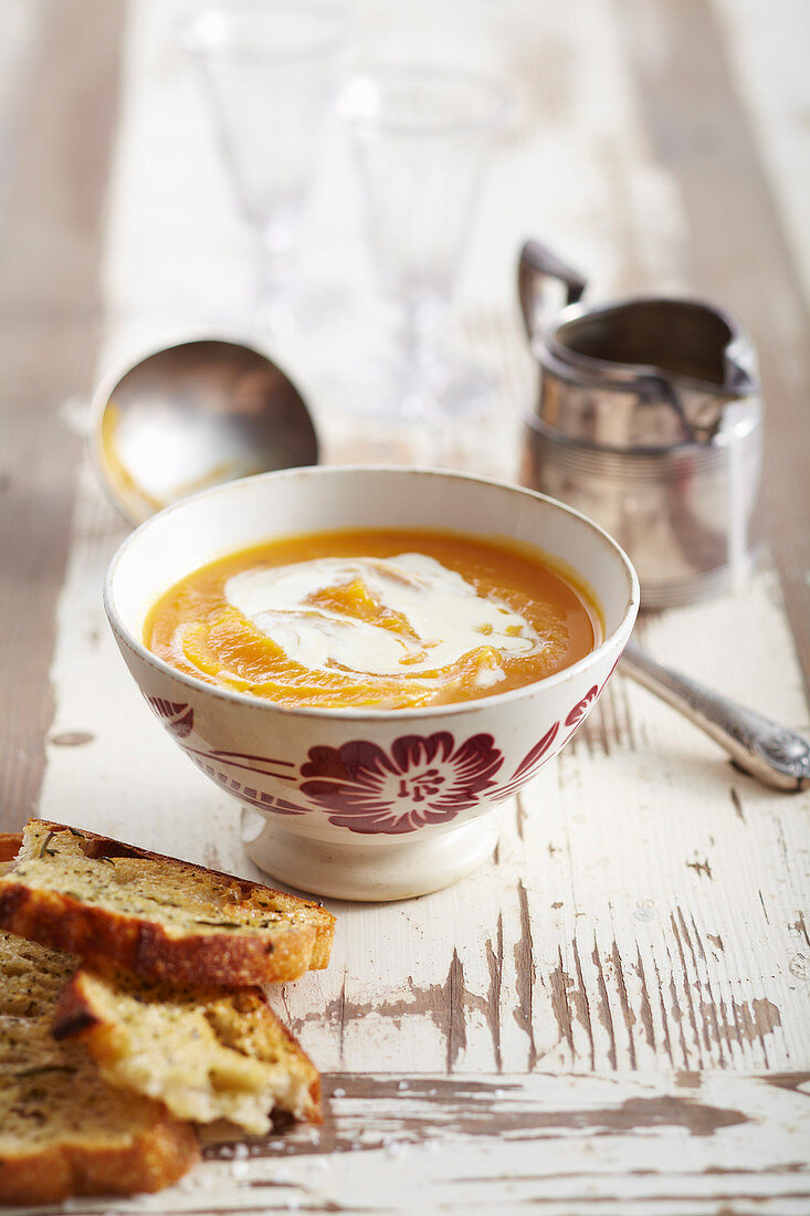 Kumara Soup with Rosemary Sour Dough