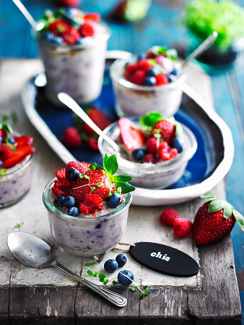 Berry and Coconut Chia Puddings