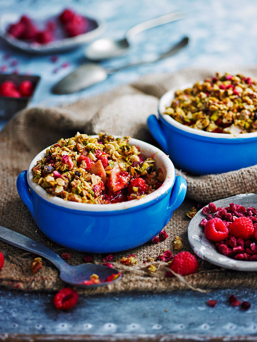 Ginger, Pear and Pistachio Crumbles