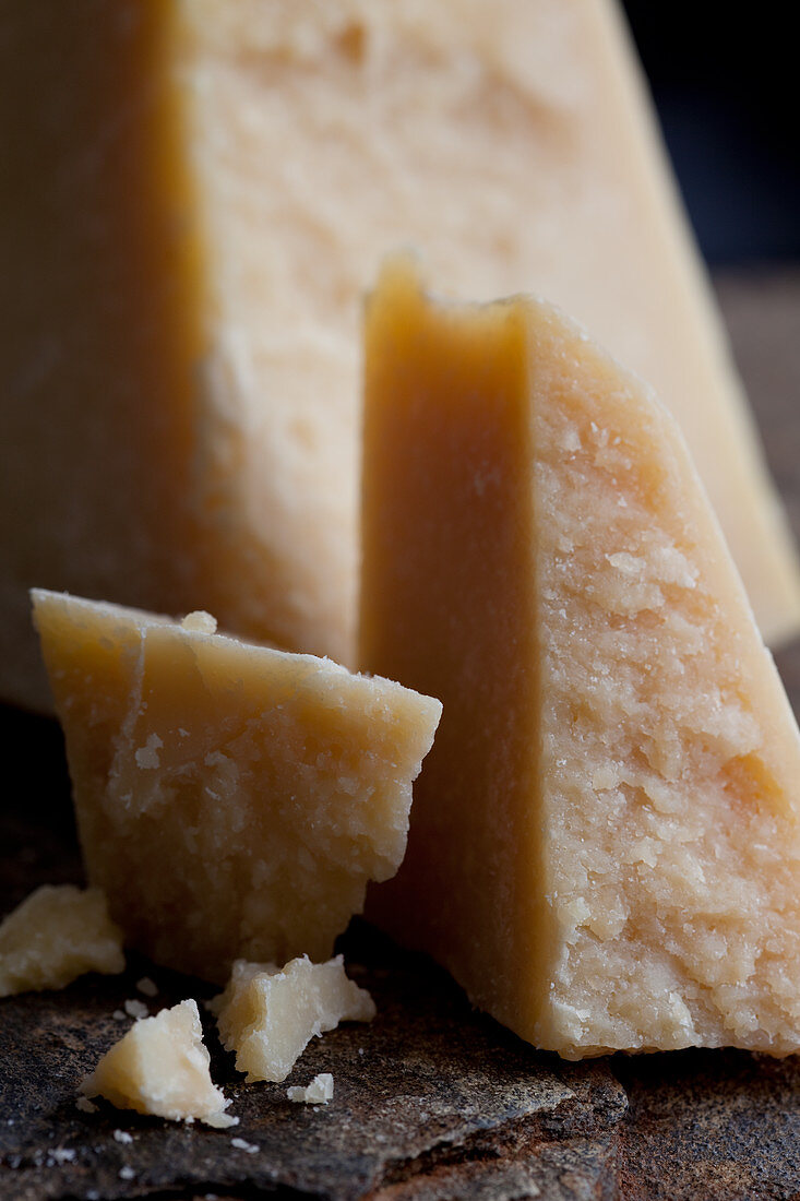 Pieces of Parmesan cheese (close-up)