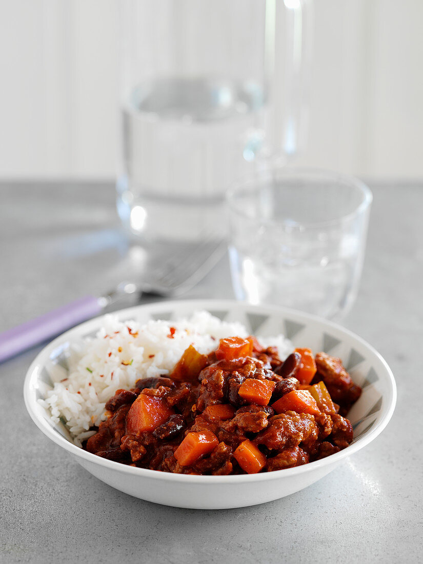 Beef chili with rice