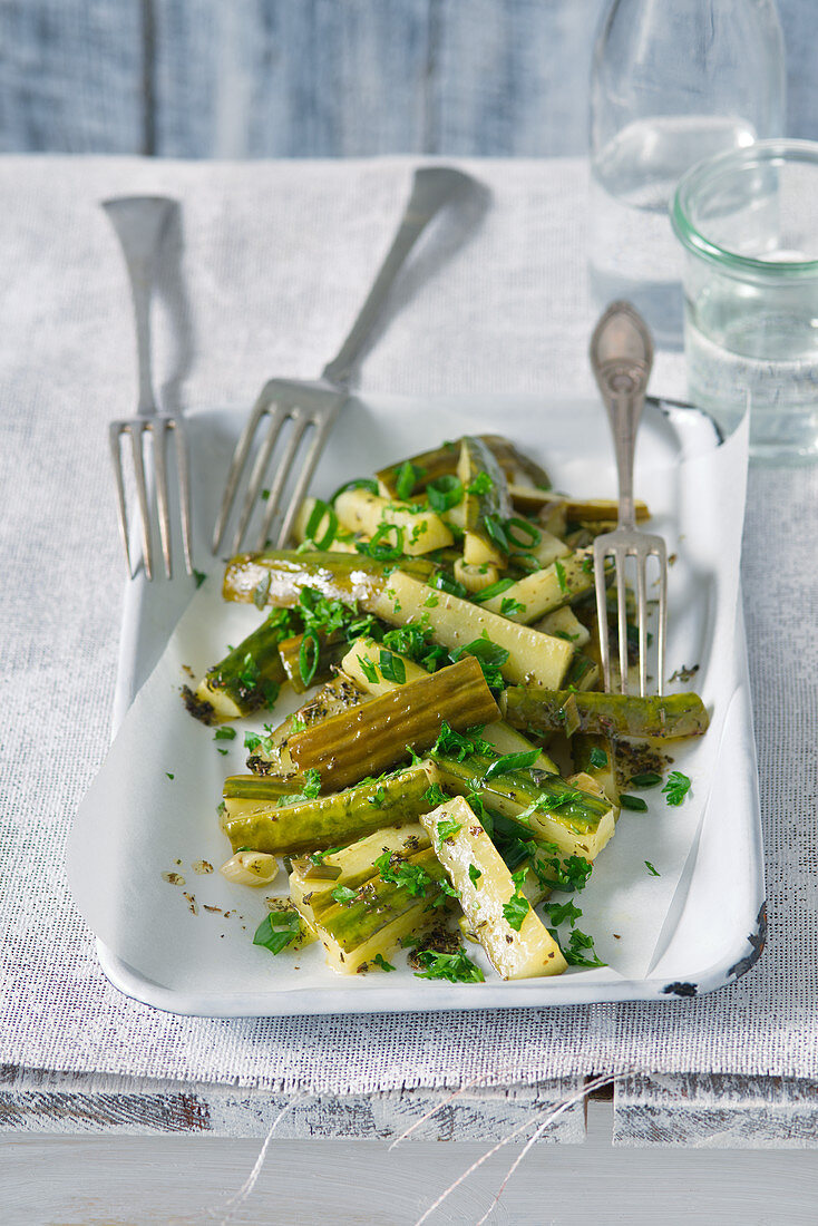 Roasted cucumbers with herbs