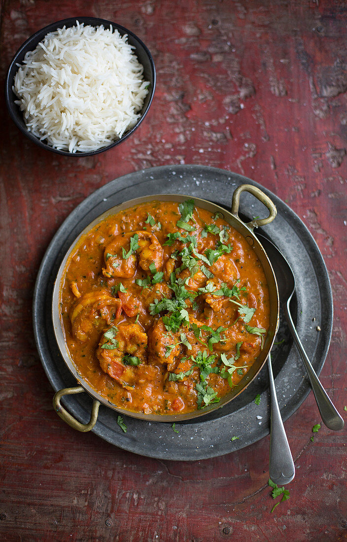 Prawn curry with rice