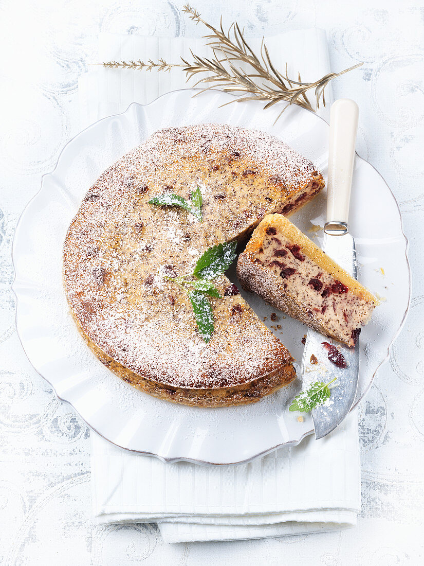 Poppyseed and cranberry cheesecake