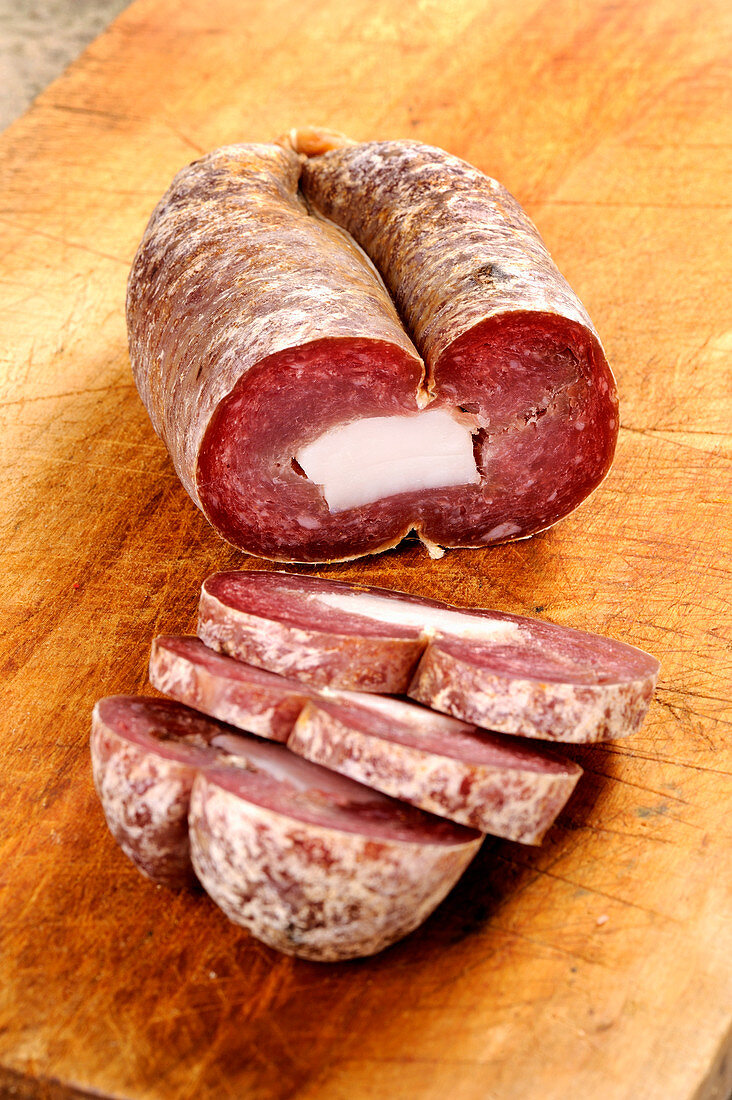 Soppressata di Gioi (speciality sausage from cilento, Southern Italy)
