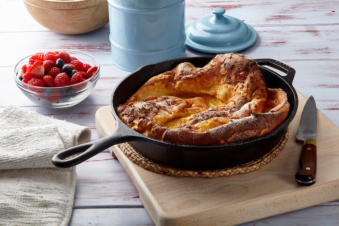 Dutch baby pancake with berries