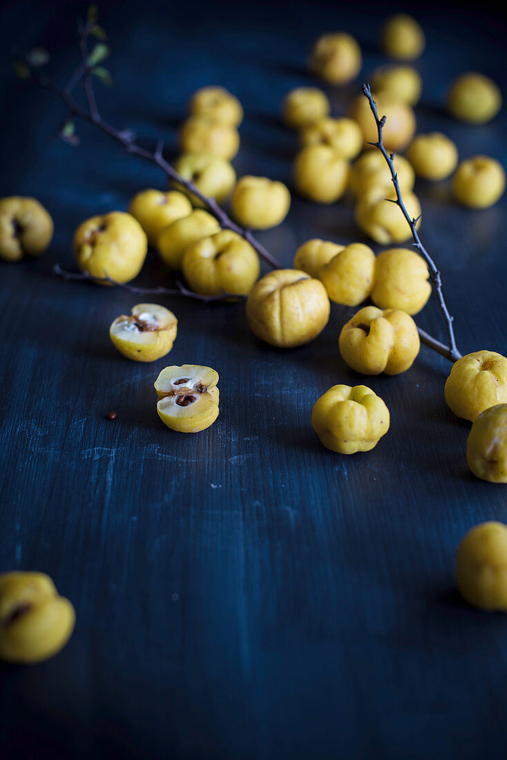 Quinces on a wooden background