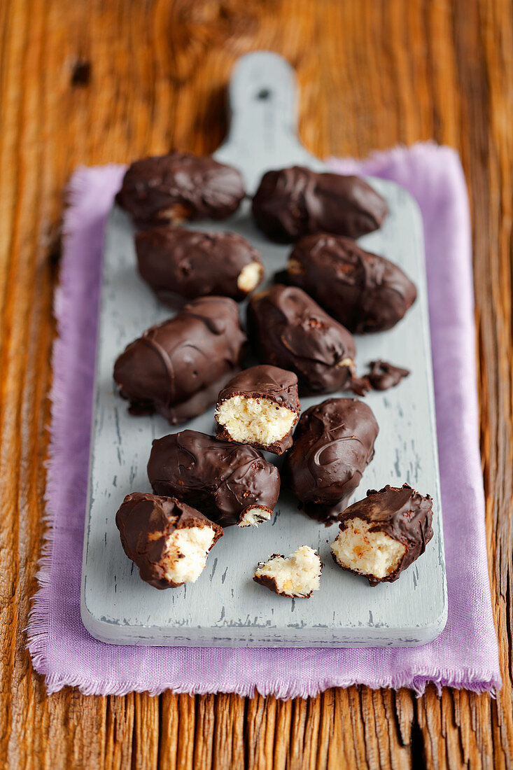 Home made fit coconut bars, like bounty