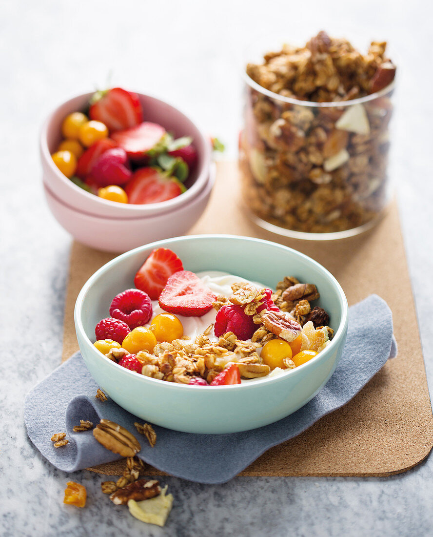 Rich breakfast muesli with fruit and nuts