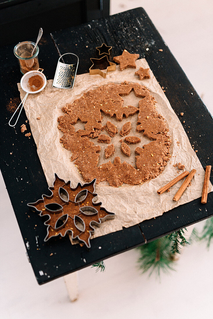 Raw vegan gingerbread with orange on baking paper