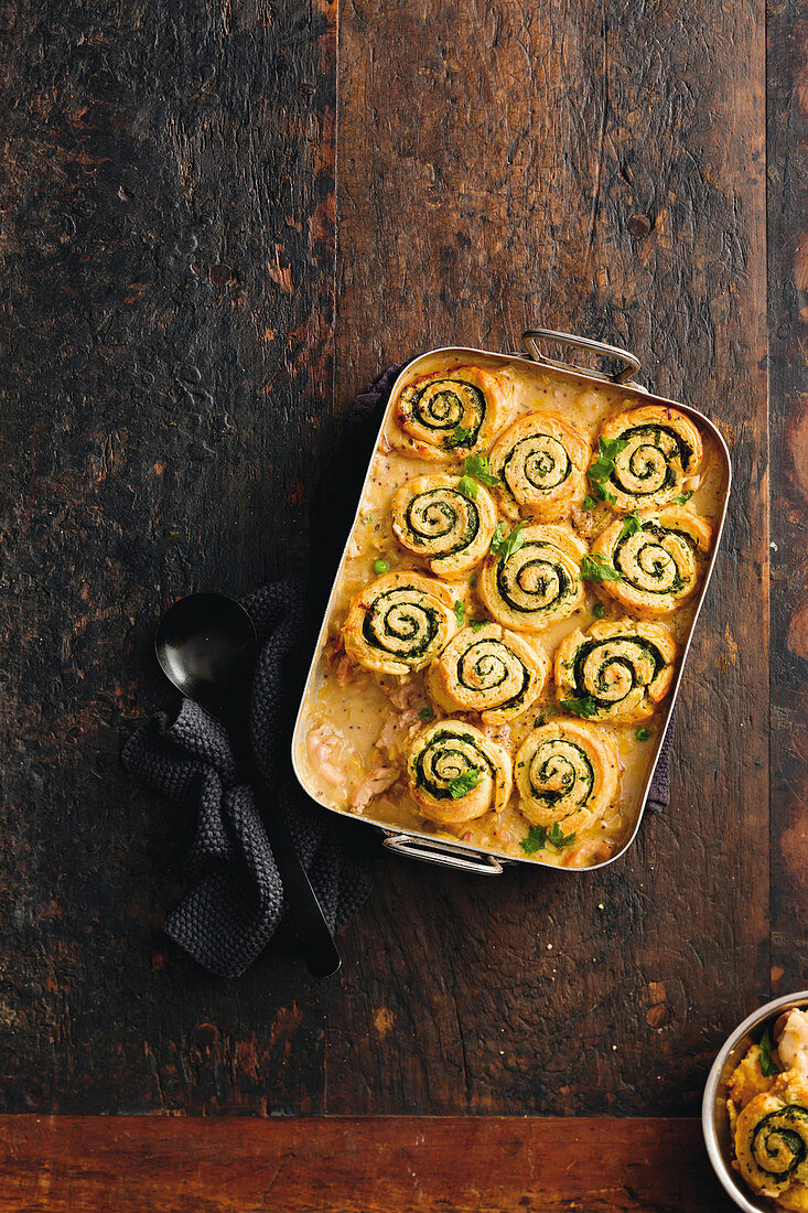 Herb pastries in a roasting tin