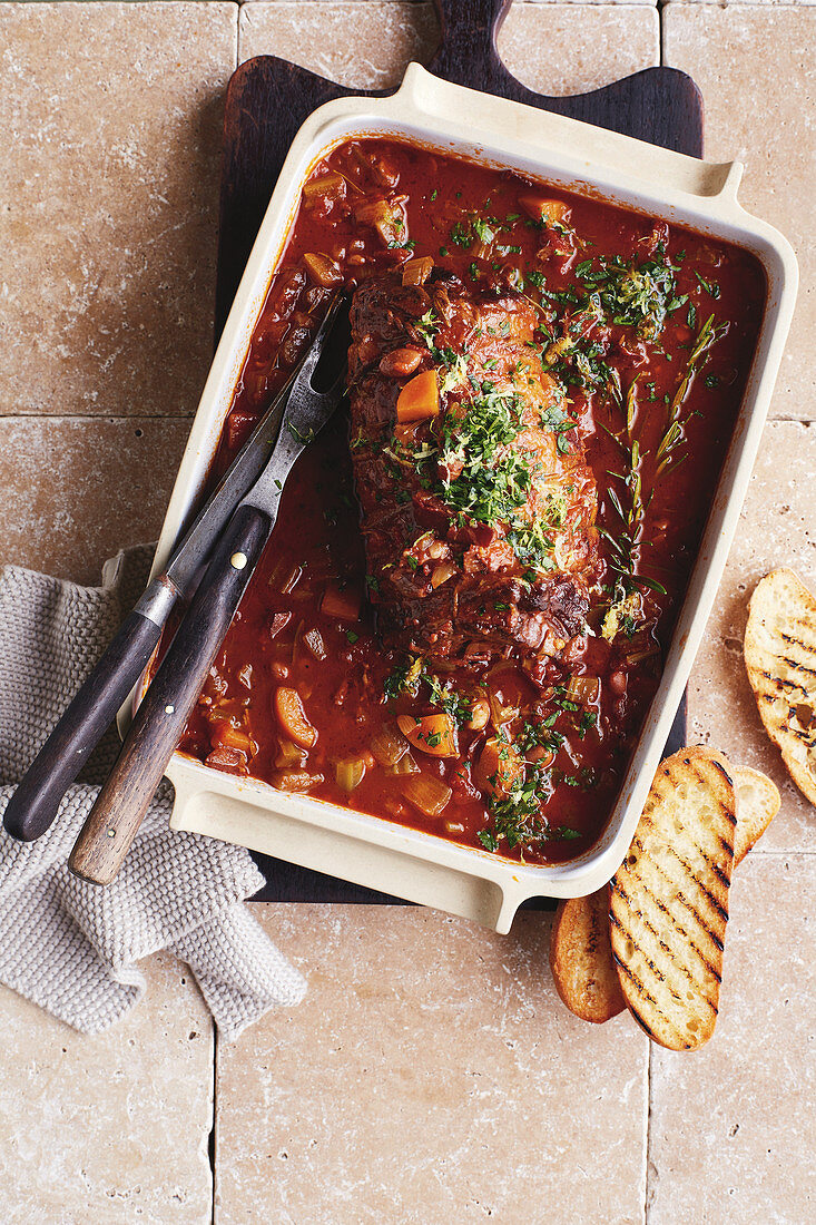 Italian beef with borlotti beans