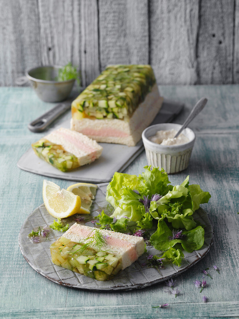 Smoked fish and fennel terrine with courgettes