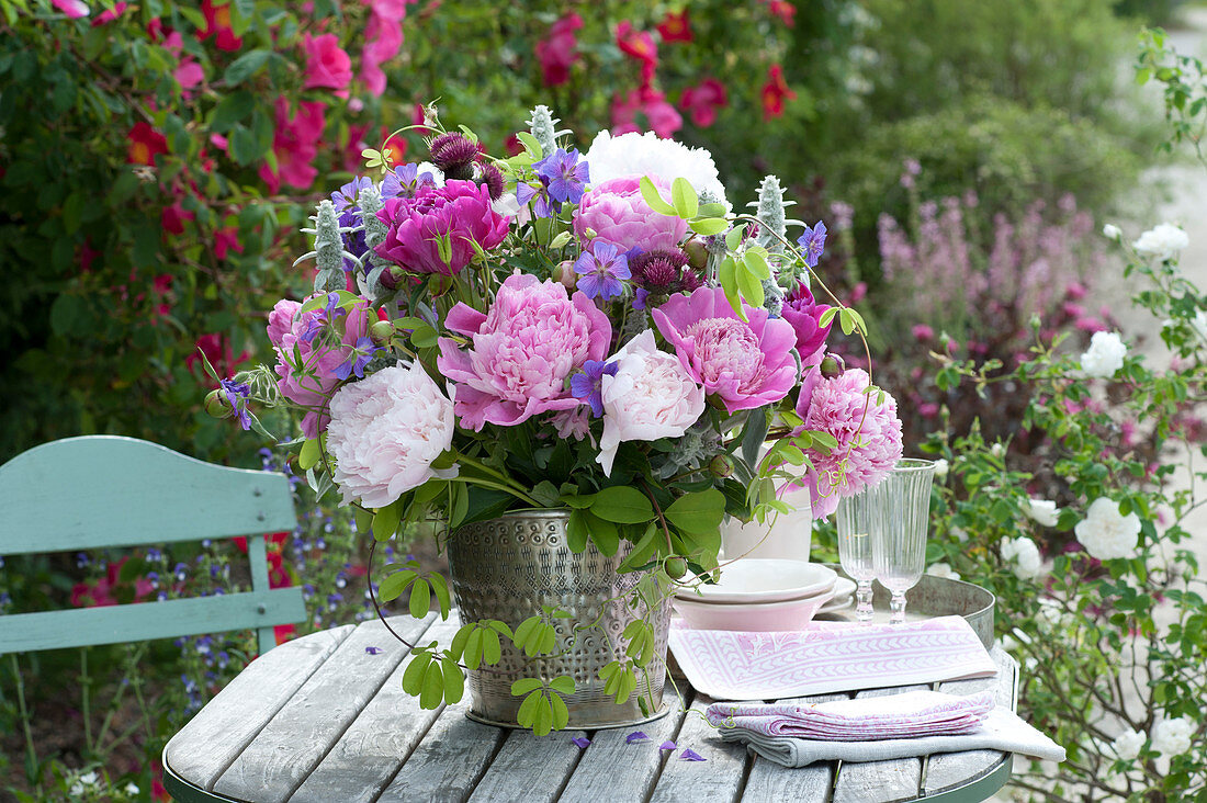 Bouquet of Paeonia (Peonies), Geranium (Cranesbill)