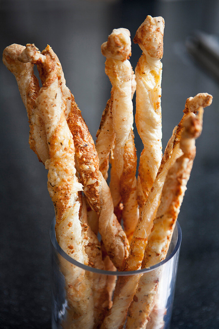 Cheese sticks in a glass