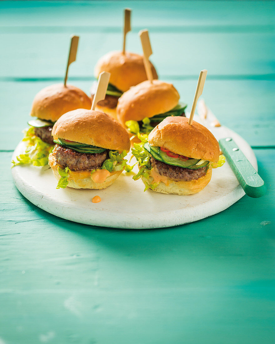 Asian sliders with pickled cucumber