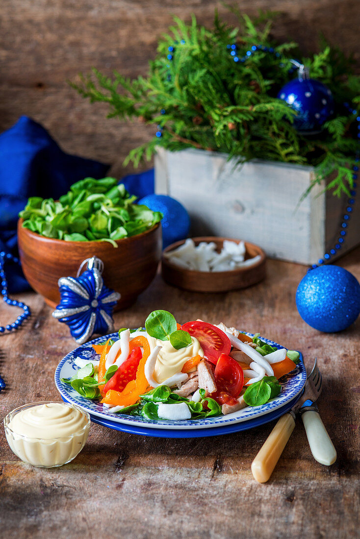 Tomaten-Tintenfisch-Salat zu Weihnachten