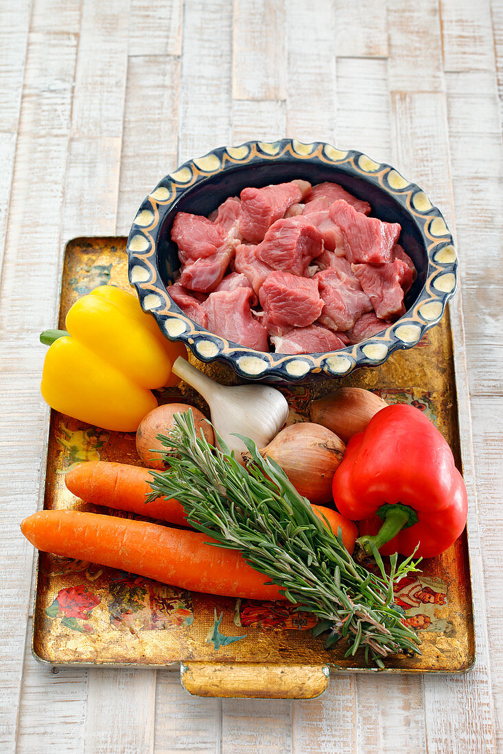 Ingredients for lamb goulash