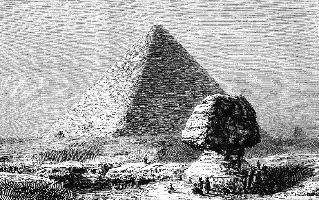 Sphinx and Pyramid of Giza, Egypt, 19th Century illustration