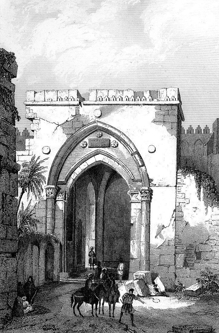 Damascus Gate, Jerusalem, 19th Century illustration