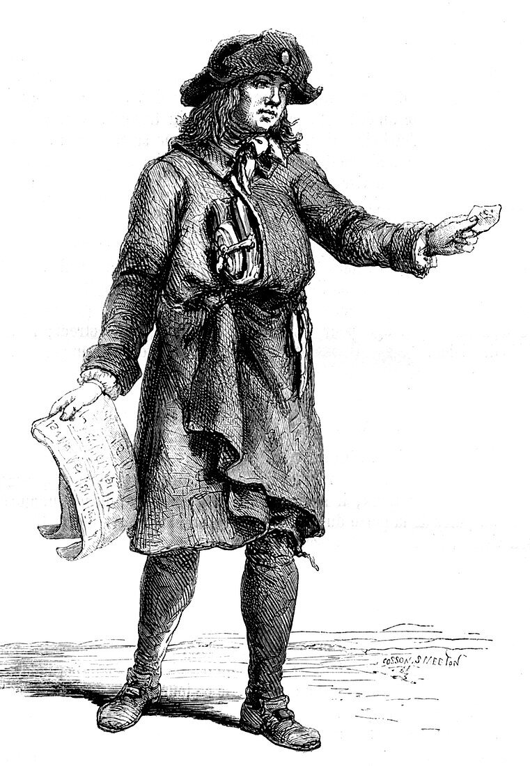 19th Century lottery seller, illustration