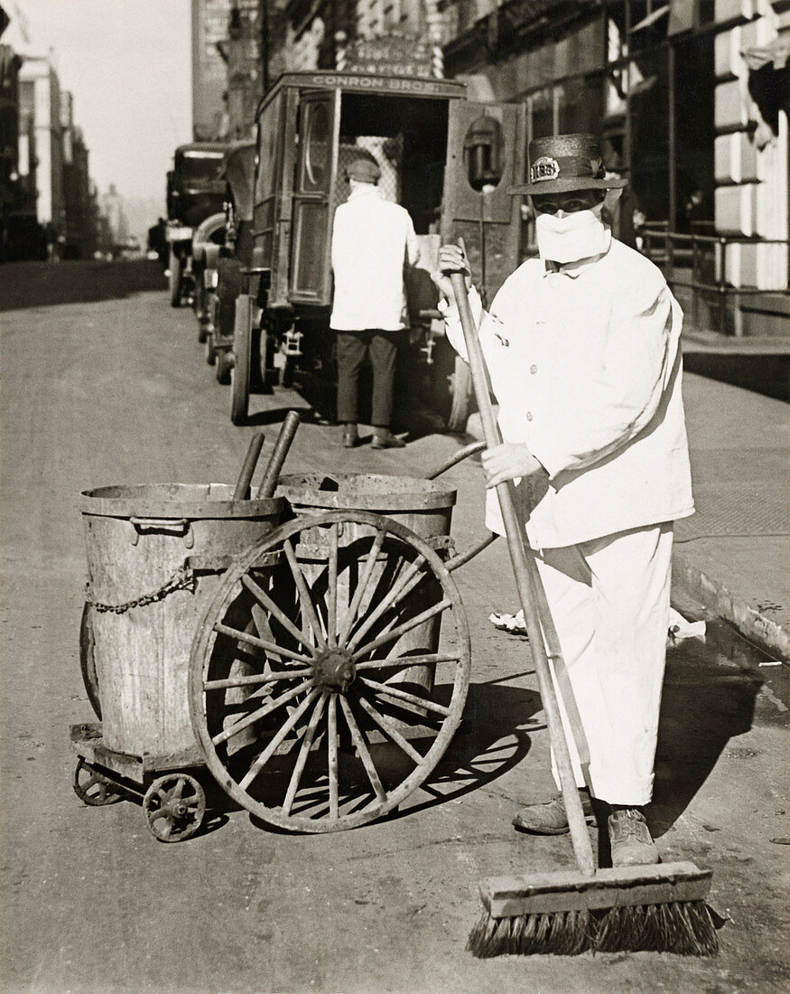 Street sweeper during Spanish Flu pandemic