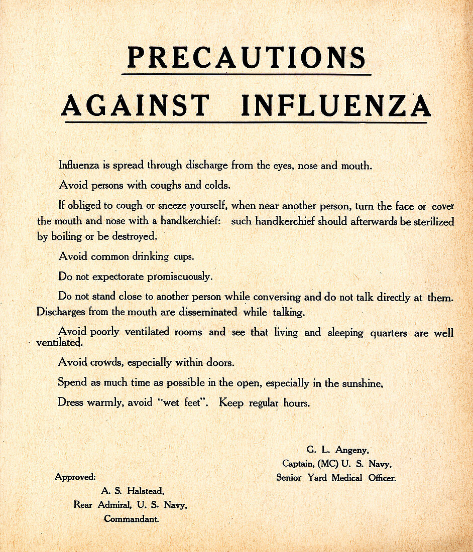 Spanish Flu medical advice poster, USA