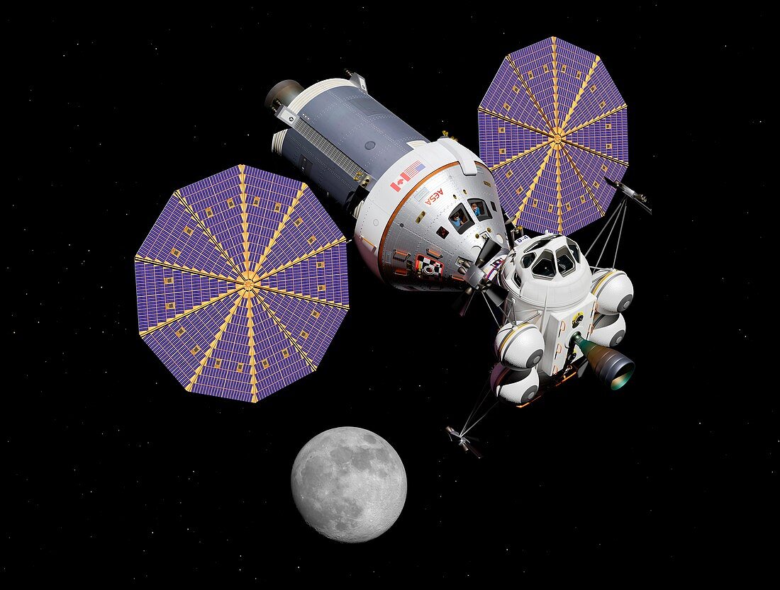 Crew exploration vehicle and lunar ascender, illustration